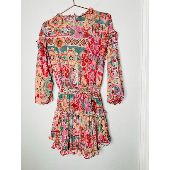 MISA Los Angeles Multicolored Metallic Split Neck Long Sleeve Elena Dress Size S - Picture 5 of 13